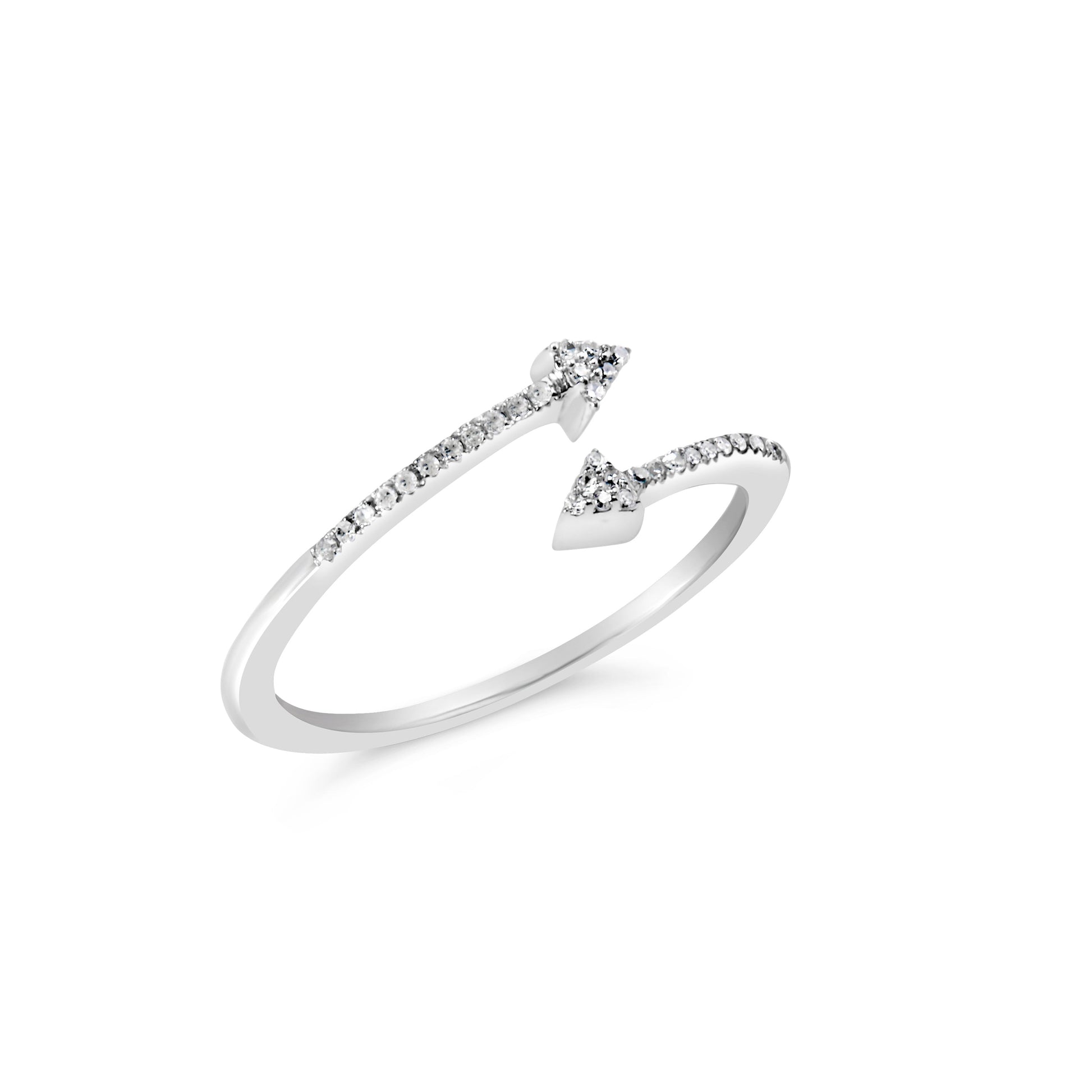 .925 Sterling Silver 1/5 Cttw Diamond Double Arrowhead Open Ring (I-J Color, I2-I3 Clarity) - Ring Size 6 Bids.com