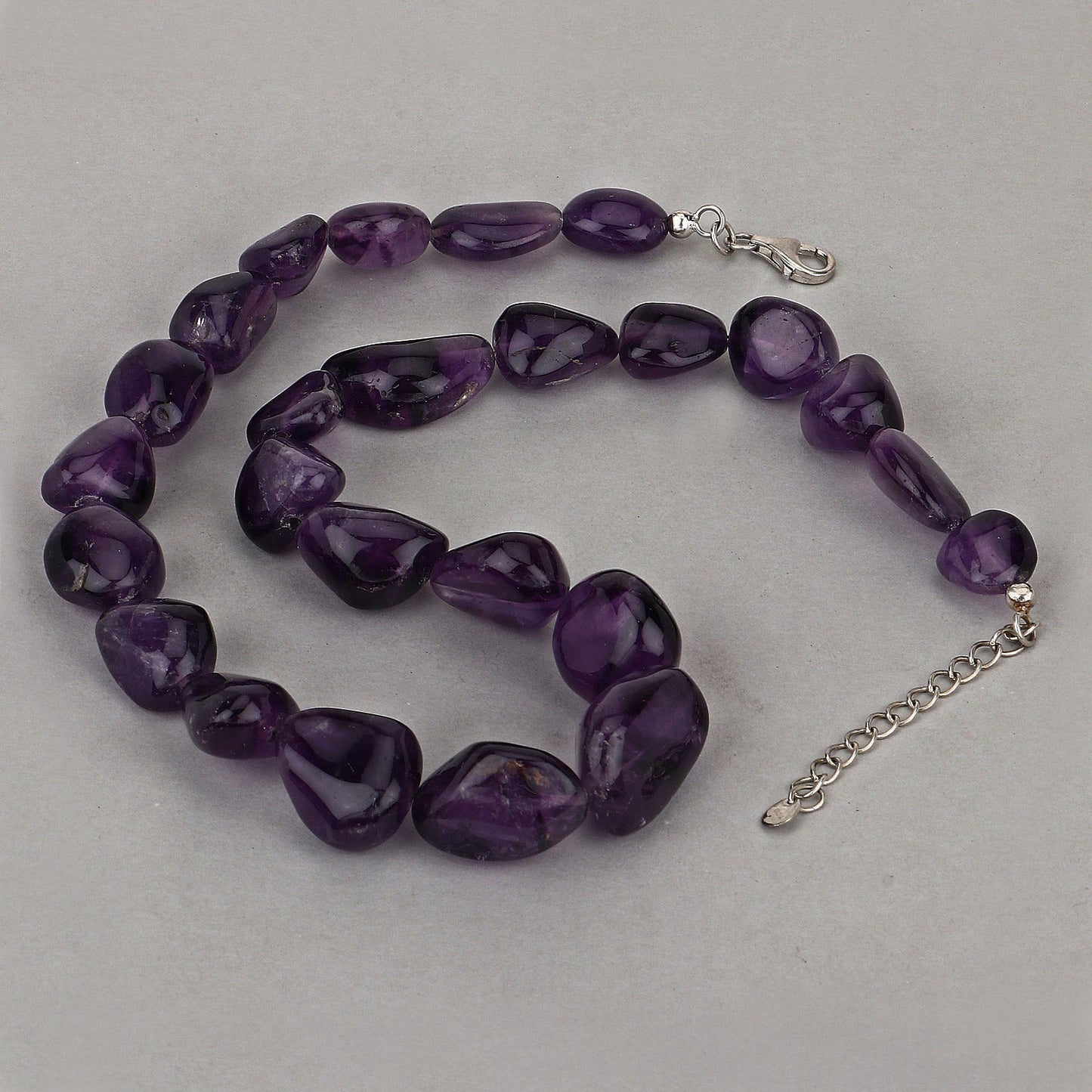 Amethyst Beaded Necklace, Genuine Raw Amethyst Beads Necklace for Women in Sterling Silver, February Birthstone Necklace, Gift for Mom Bids.com