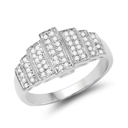 14K White Gold Plated 0.26 Carat Genuine White Diamond .925 Sterling Silver Ring Bids.com