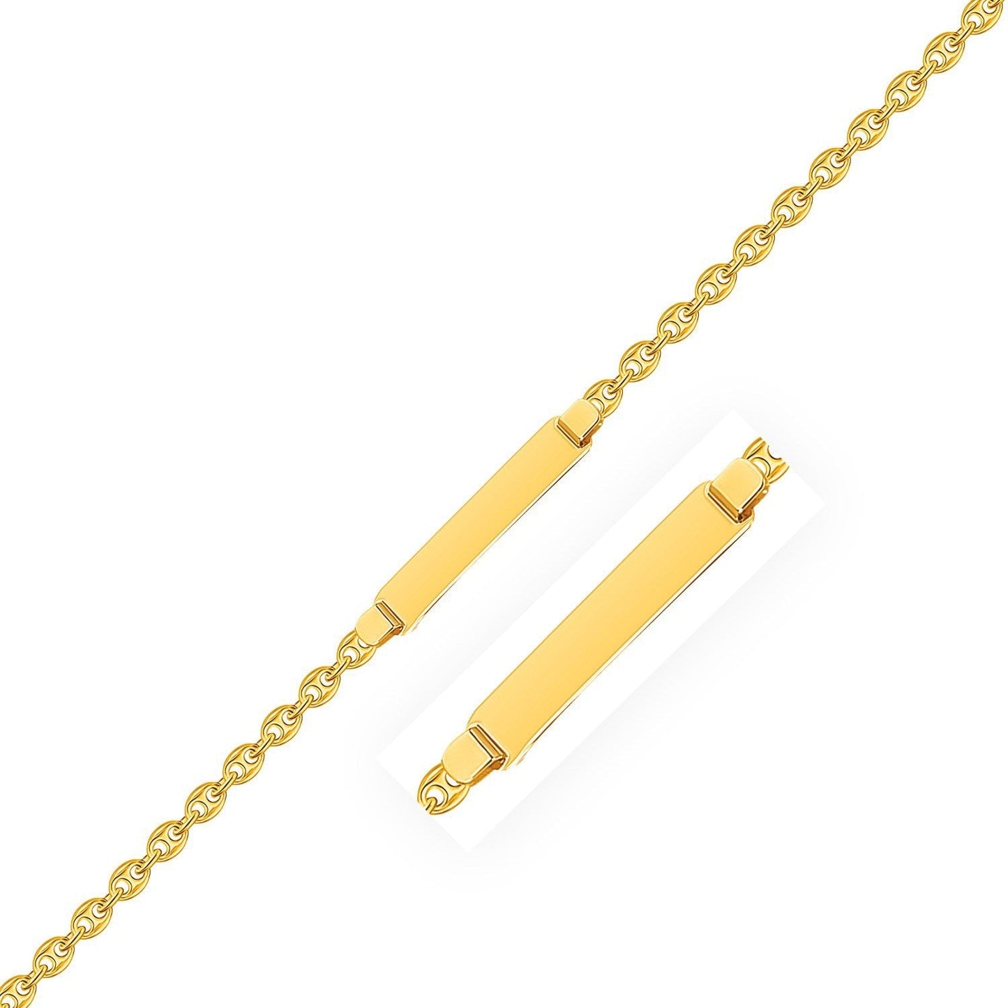 14k Yellow Gold Puffed Mariner Link Children's ID Bracelet Bids.com