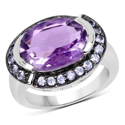 5.56 Carat Genuine Amethyst & Tanzanite .925 Sterling Silver Ring Bids.com