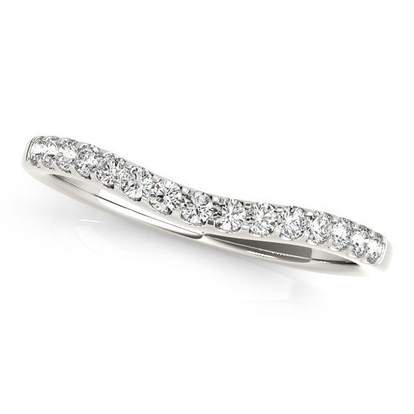 14k White Gold Round Pave Setting Curvy Diamond Wedding Band (1/4 cttw) Bids.com