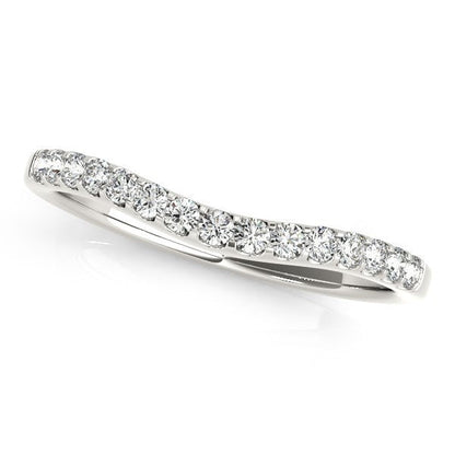 14k White Gold Round Pave Setting Curvy Diamond Wedding Band (1/4 cttw) Bids.com