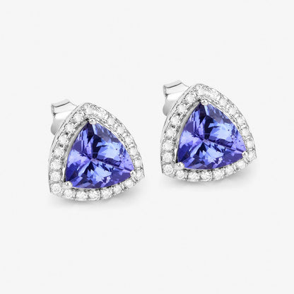 3.82 Carat Genuine Tanzanite and White Diamond 14K White Gold Earrings Bids.com