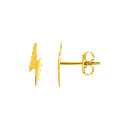 14k Yellow Gold Post Earrings with Lightning Bolts Bids.com