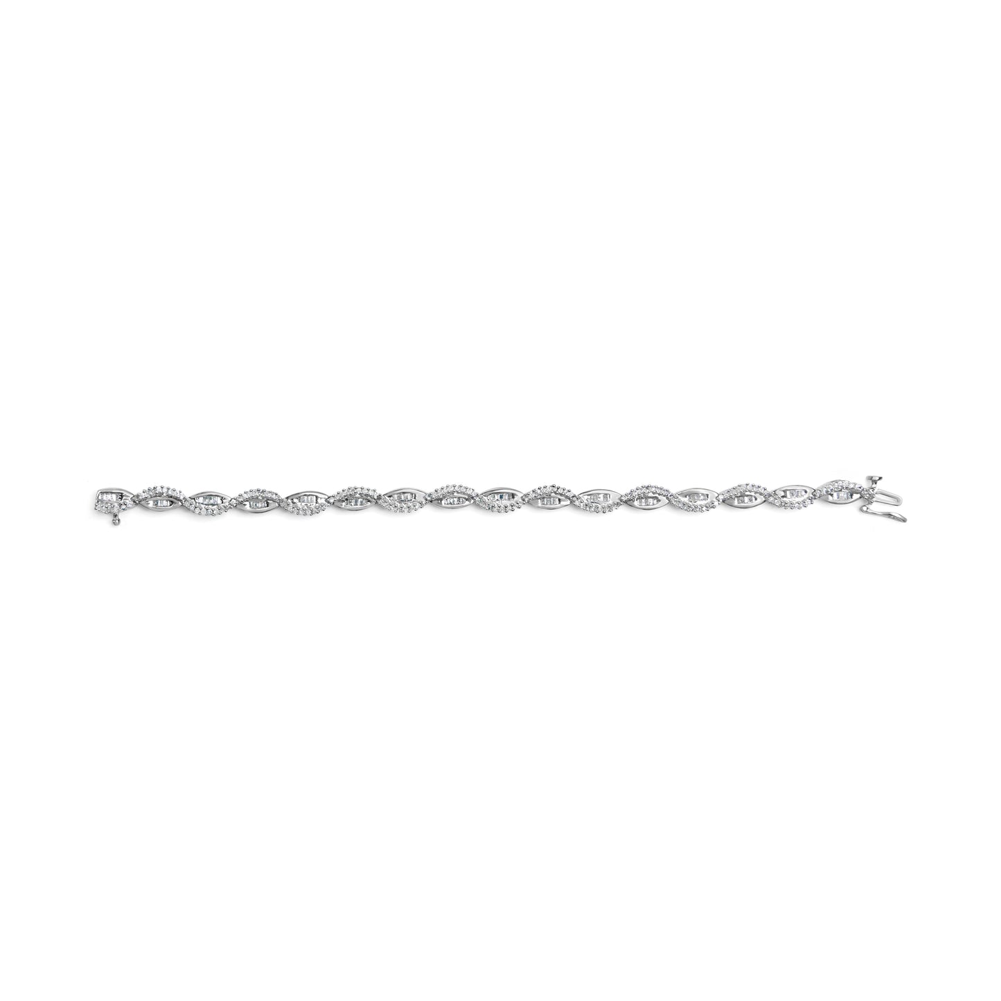 14K White Gold 2.00 Cttw Diamond Swirl and Pear Shape Link Bracelet (I-J Color, I2-I3 Clarity) - 7" Bids.com
