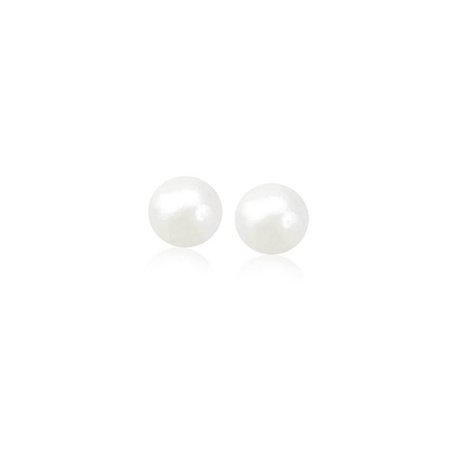 14k Yellow Gold Freshwater Cultured White Pearl Stud Earrings (4.0 mm) Bids.com