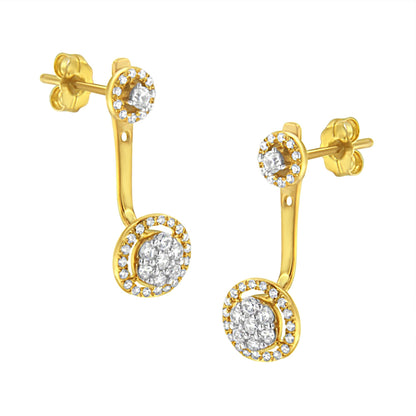 14K Yellow Gold Plated .925 Sterling Silver 5/8 Cttw Diamond Removable Stud and Dangle Earrings (I-J Color, I2-I3) Bids.com