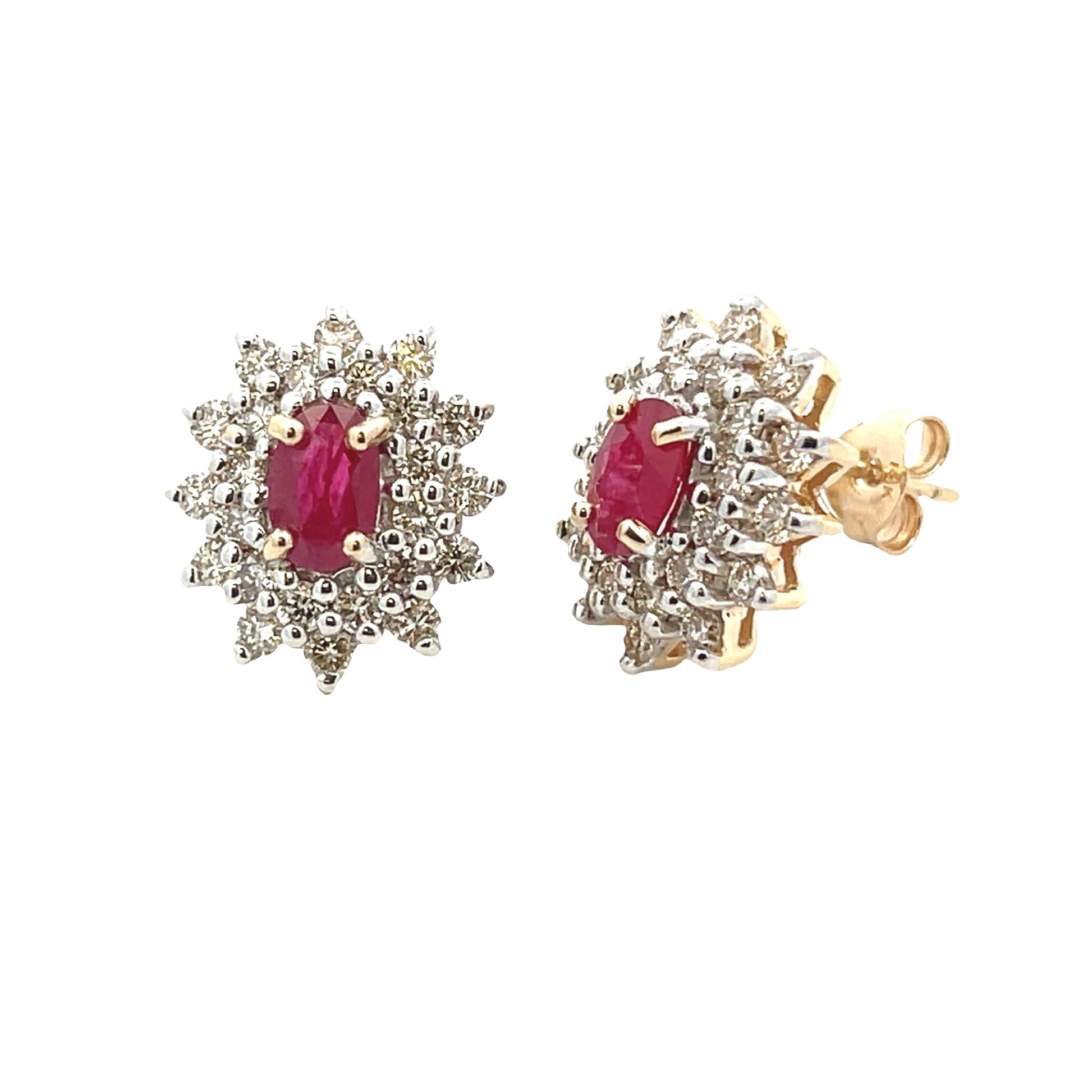 Natural 2.30ct Ruby Diamond Earrings 14KT Yellow Gold Bids.com