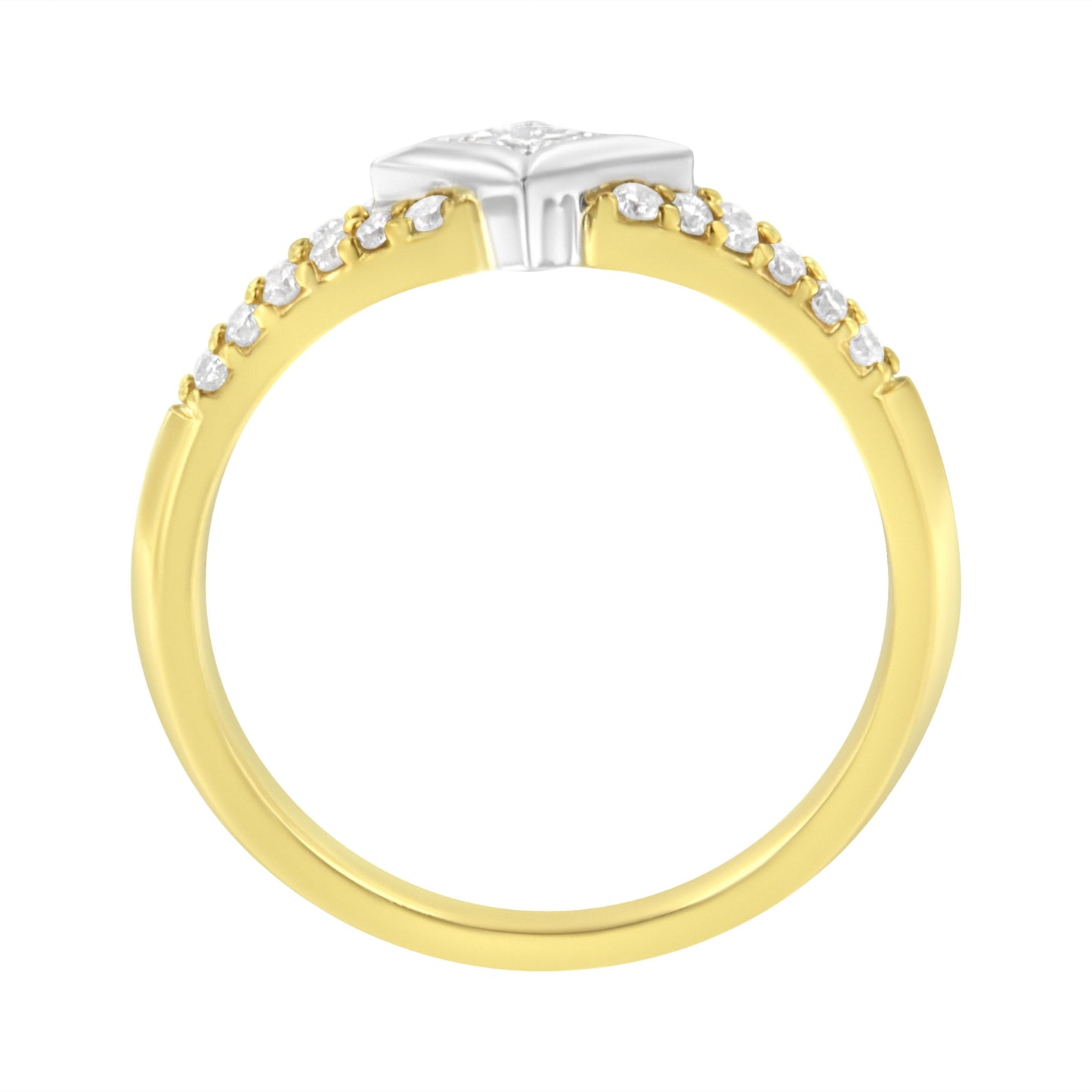 10K Two Tone Color 1/2 Cttw Diamond Kite and Split Shank Ring (H-I Color,SI2-I1 Clarity) Bids.com