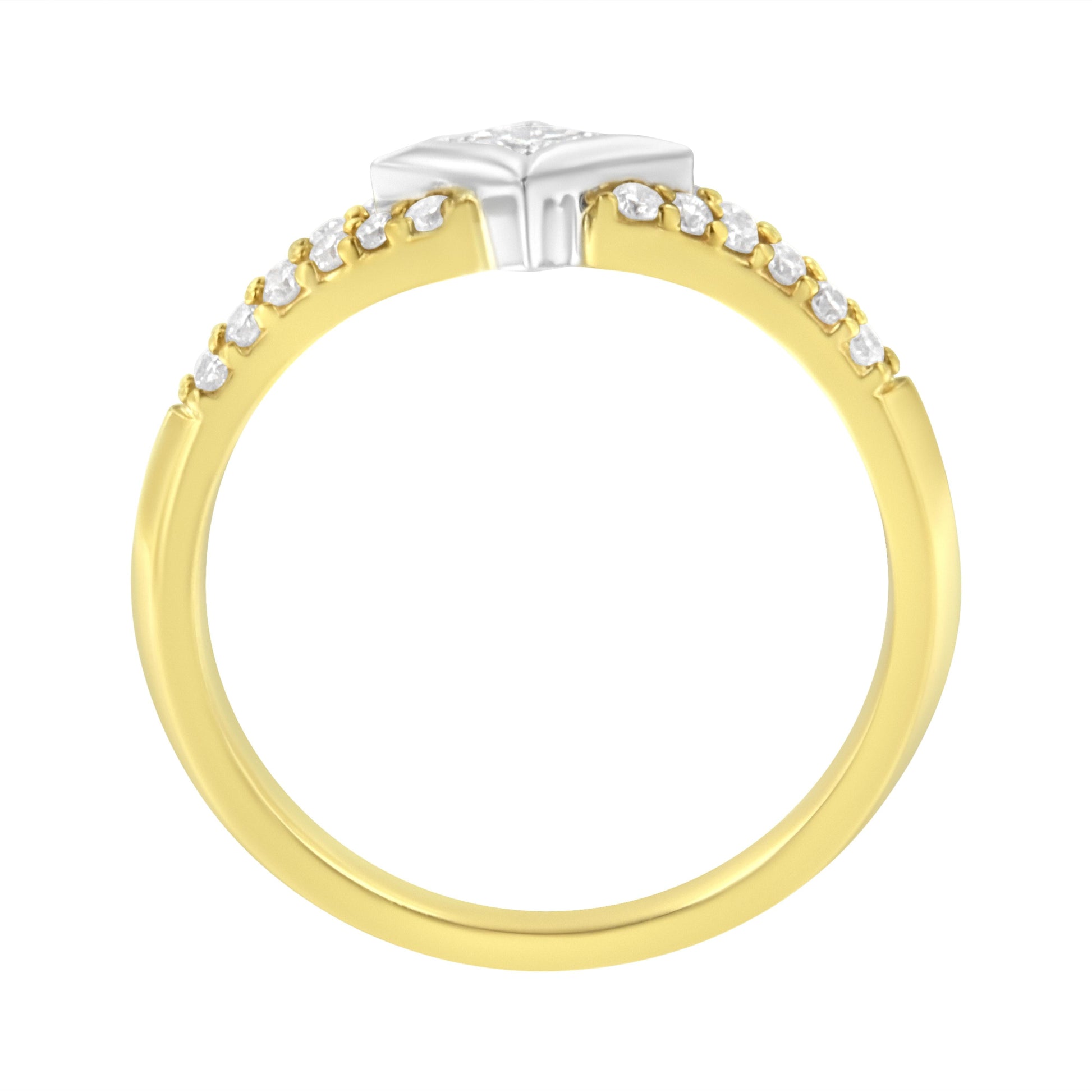 10K Two Tone Color 1/2 Cttw Diamond Kite and Split Shank Ring (H-I Color,SI2-I1 Clarity) Bids.com