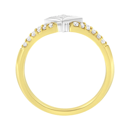 10K Two Tone Color 1/2 Cttw Diamond Kite and Split Shank Ring (H-I Color,SI2-I1 Clarity) Bids.com