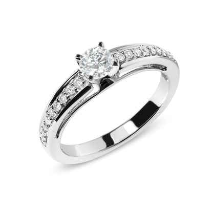 14K White Gold 1/2 Cttw Diamond Solitaire Pave Set Engagement Ring (G-H Color, VS2-SI1 Clarity) - Size 7 Bids.com