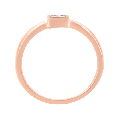 14K Rose Gold Plated .925 Sterling Silver 1/20 cttw Miracle Set Diamond Promise Ring (J-K Color, I1-I2 Clarity) - Size 6 Bids.com