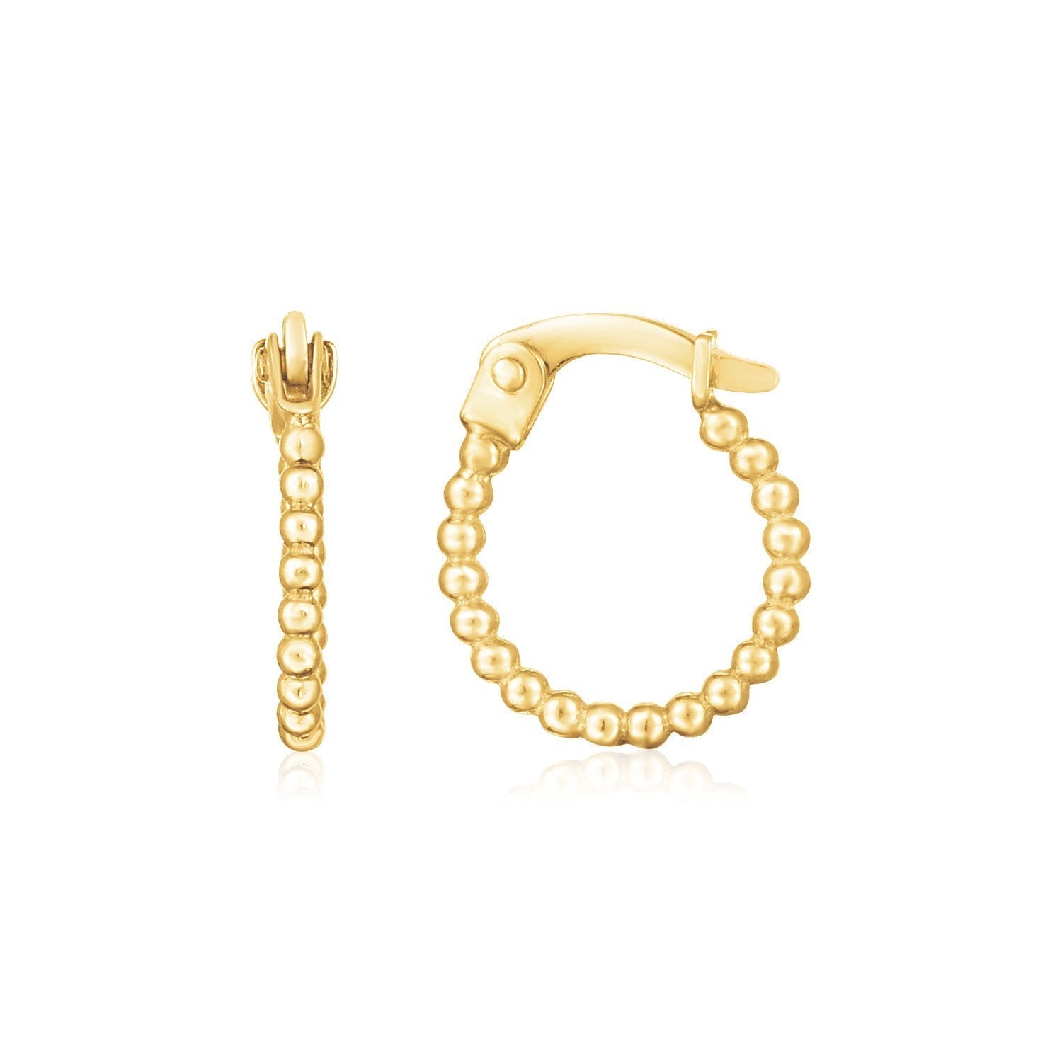 14K Yellow Gold Bead Hinged Hoop Earrings Bids.com