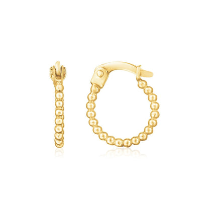 14K Yellow Gold Bead Hinged Hoop Earrings Bids.com