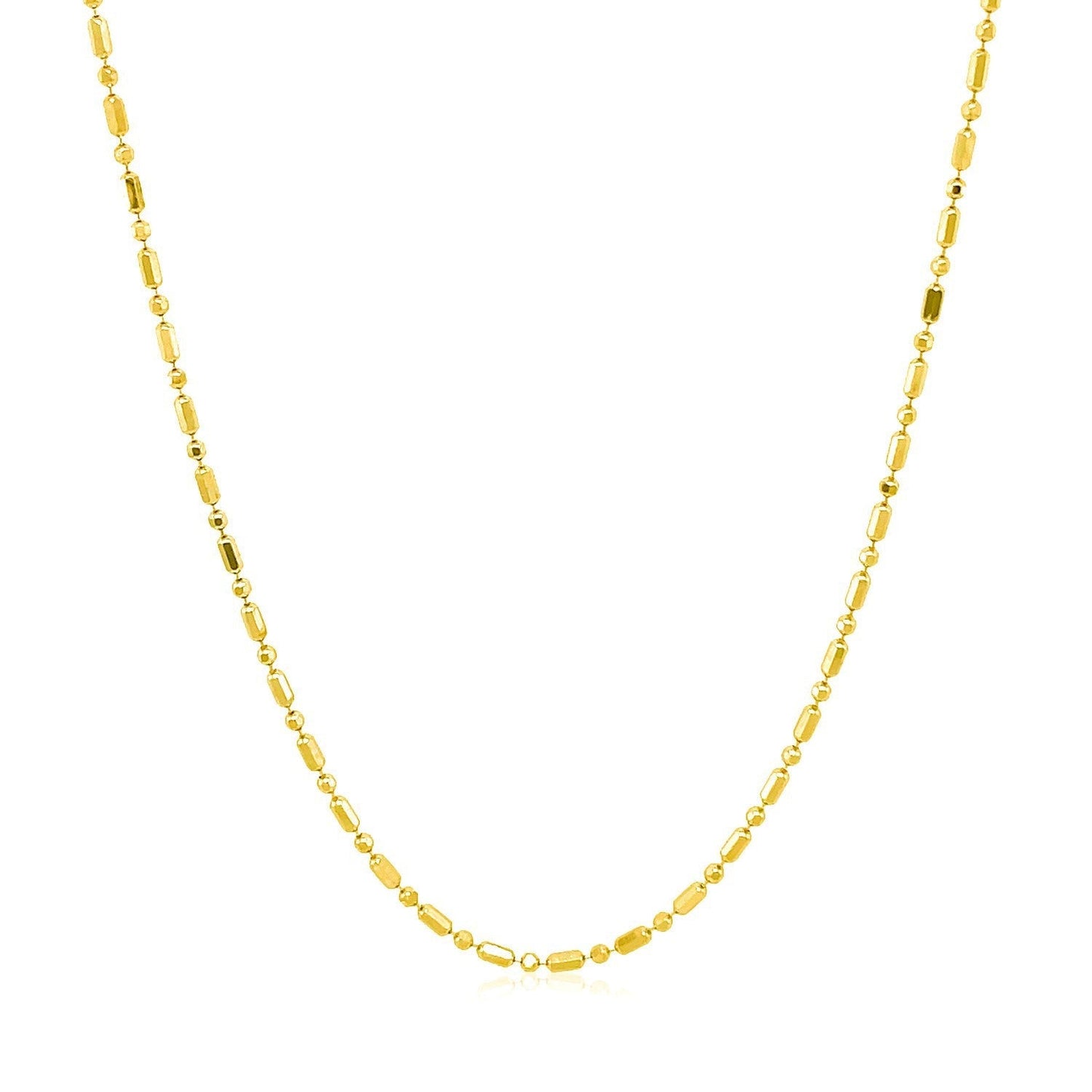 14k Yellow Gold Diamond-Cut Alternating Bead Chain 1.2mm Bids.com