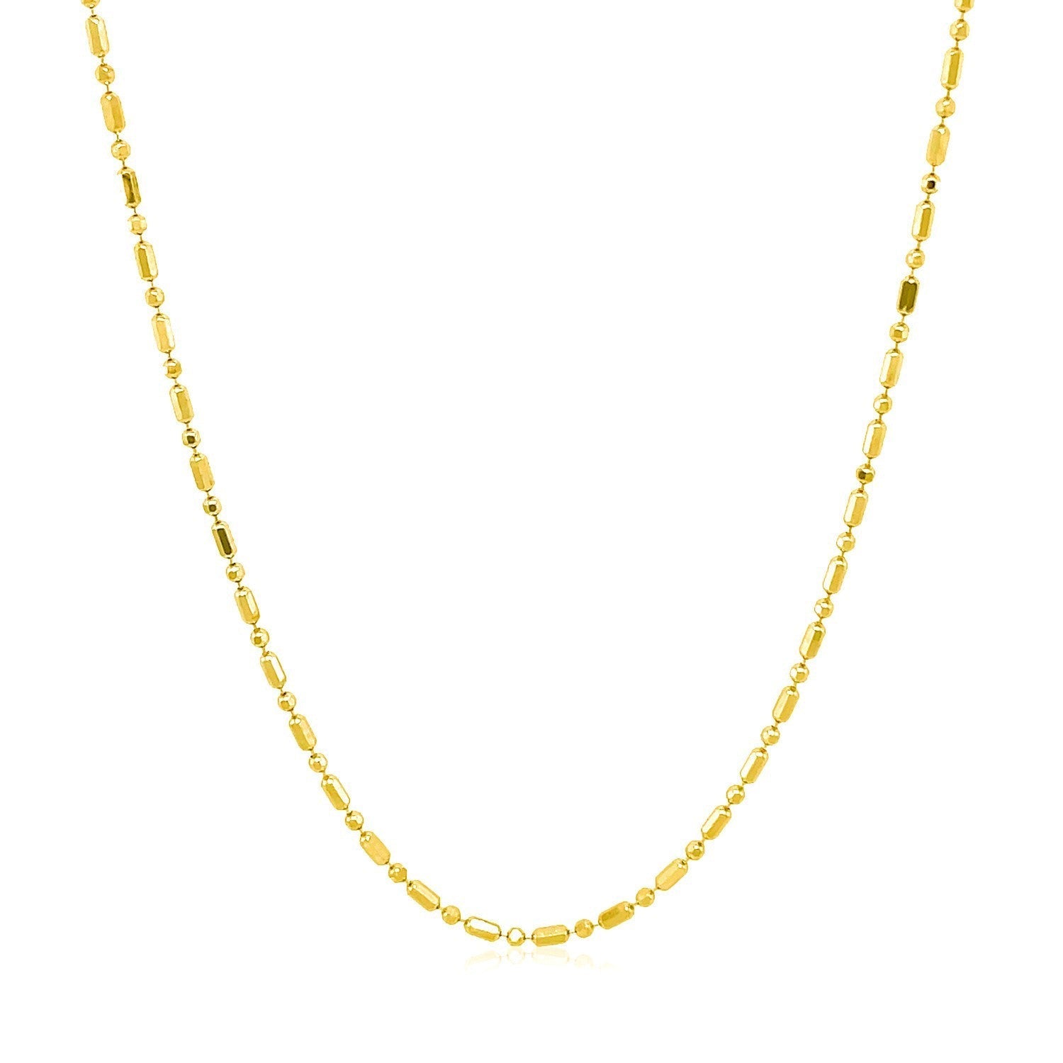 14k Yellow Gold Diamond-Cut Alternating Bead Chain 1.2mm Bids.com