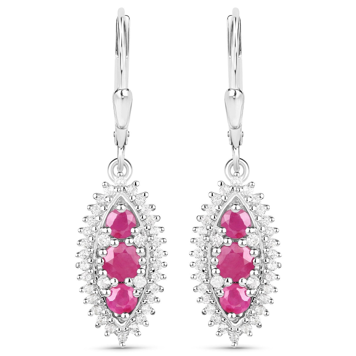 4.32 Carat Genuine Ruby and White Topaz .925 Sterling Silver 3 Piece Jewelry Set (Ring, Earrings, and Pendant w/ Chain) Bids.com
