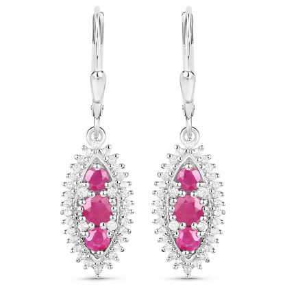 4.32 Carat Genuine Ruby and White Topaz .925 Sterling Silver 3 Piece Jewelry Set (Ring, Earrings, and Pendant w/ Chain) Bids.com
