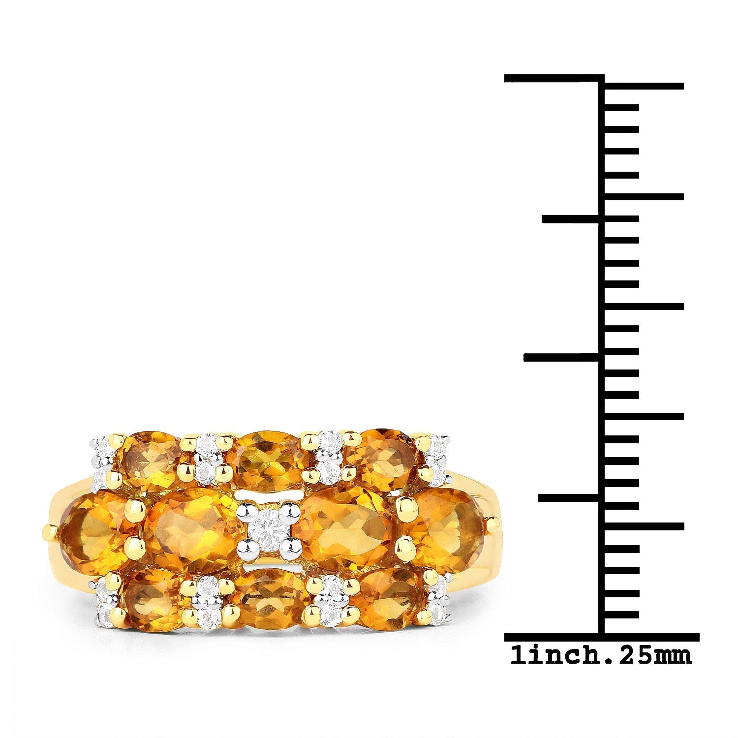 14K Yellow Gold Plated 2.48 Carat Genuine Citrine & White Topaz .925 Sterling Silver Ring Bids.com