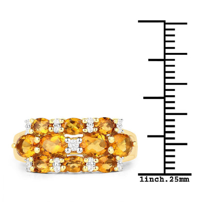 14K Yellow Gold Plated 2.48 Carat Genuine Citrine & White Topaz .925 Sterling Silver Ring Bids.com
