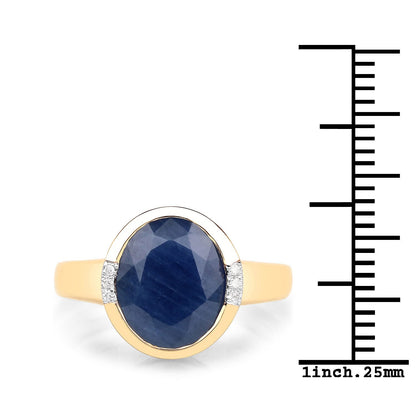 4.85 Carat Genuine Blue Sapphire and White Diamond 14K Yellow Gold Ring Bids.com