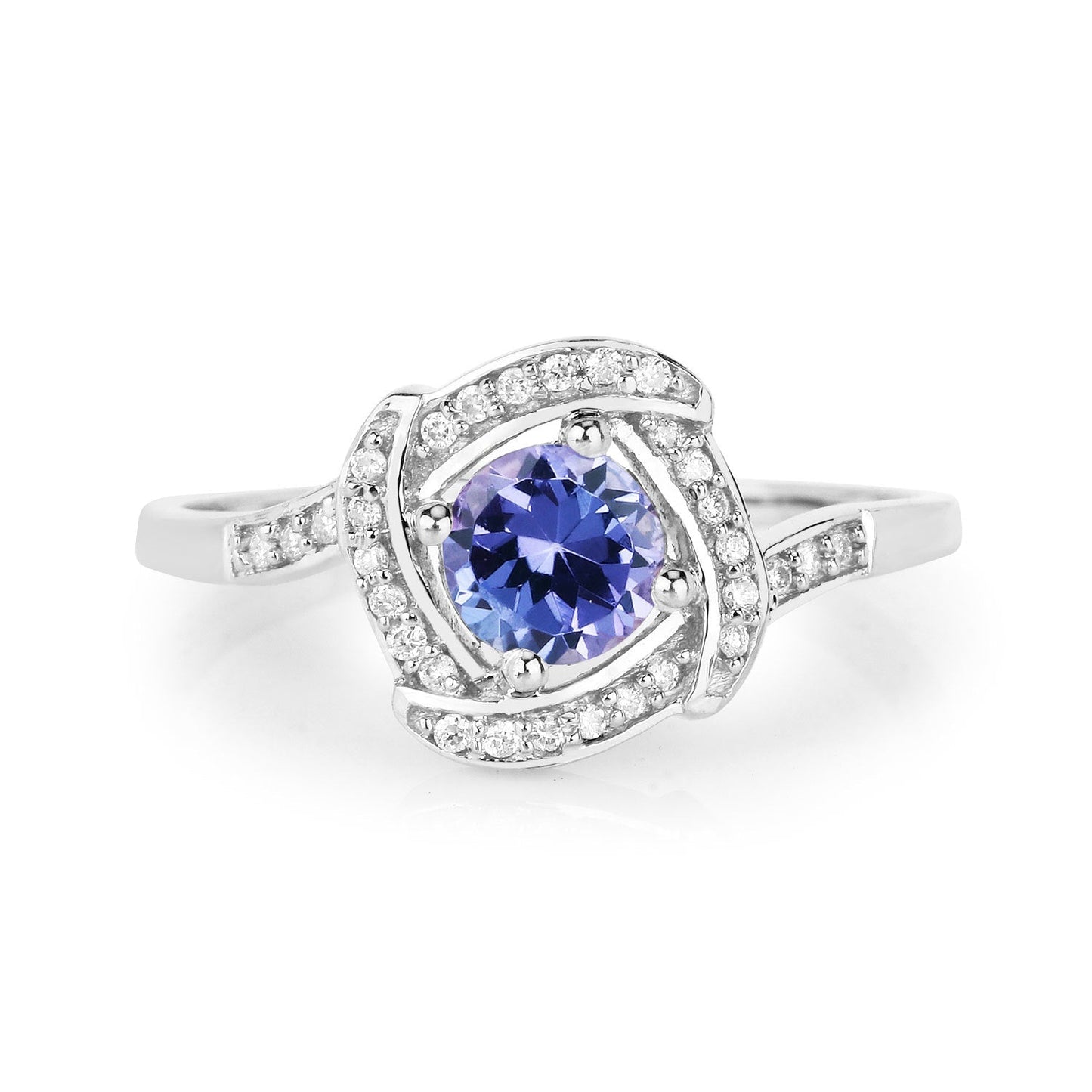 0.55 Carat Genuine Tanzanite and White Diamond 14K White Gold Ring Bids.com