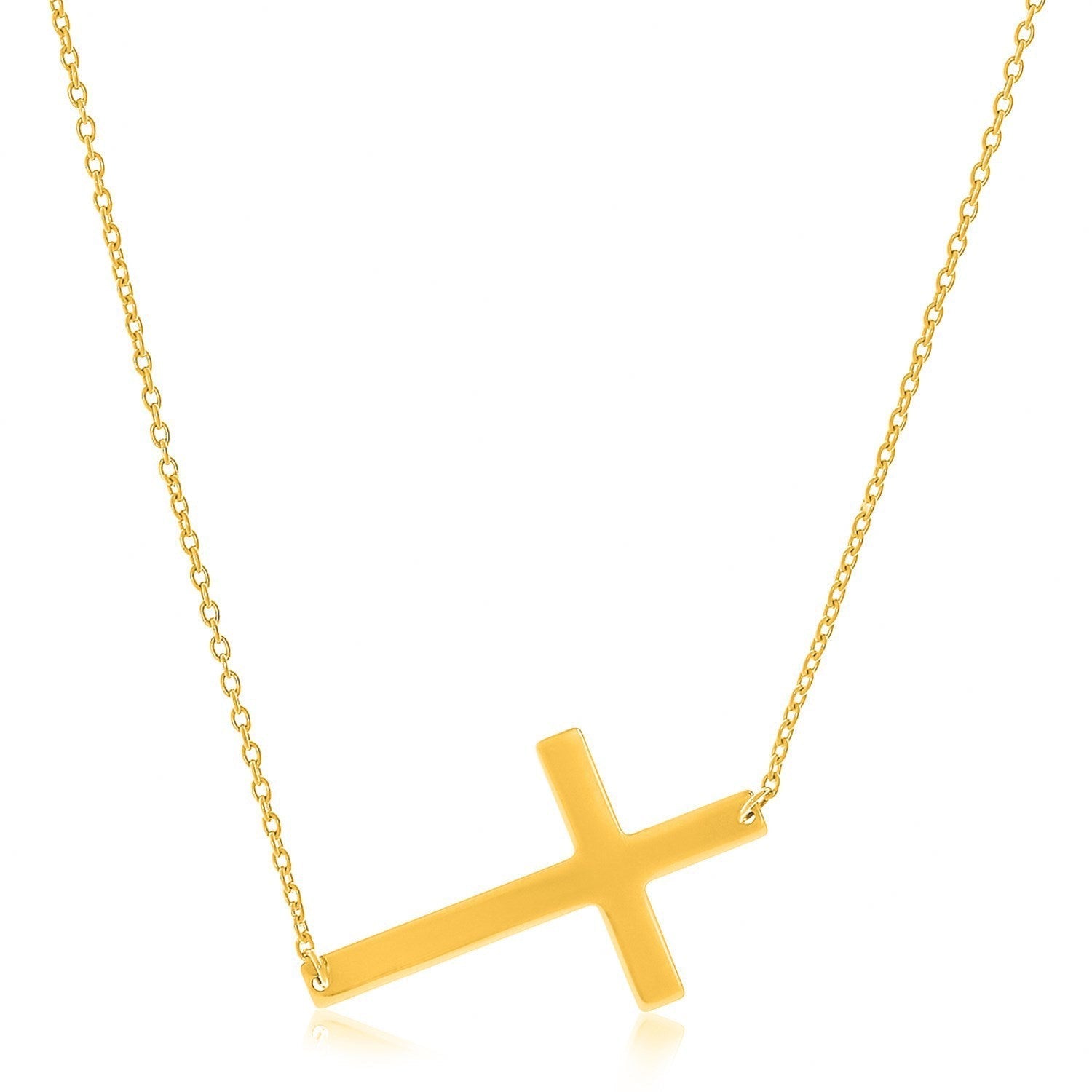 14k Yellow Gold Plain Cross Motif Necklace Bids.com