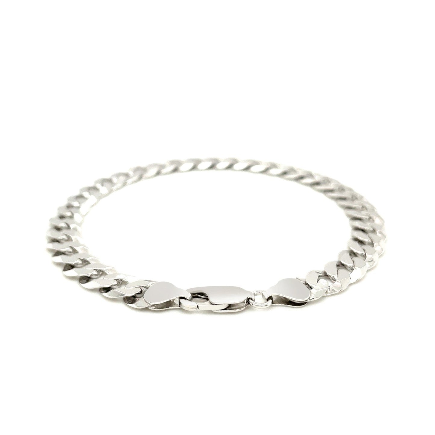 Rhodium Plated 7.9mm Sterling Silver Curb Style Bracelet Bids.com