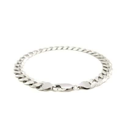 Rhodium Plated 7.9mm Sterling Silver Curb Style Bracelet Bids.com