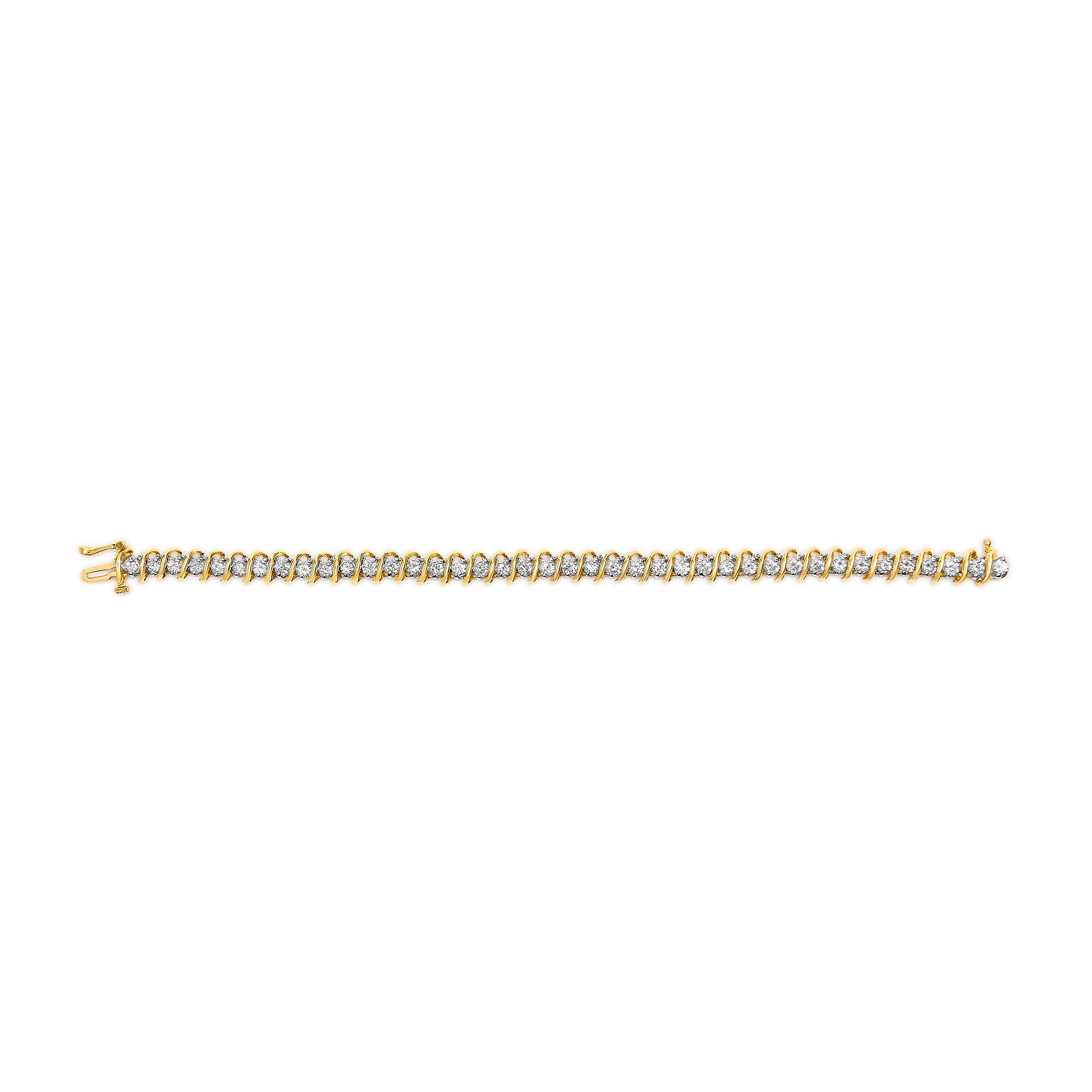 18K Yellow Gold 4.0 Cttw Round-Cut Diamond S-Link 7" Inch Tennis Bracelet (I-J Color, SI1-SI2 Clarity) Bids.com