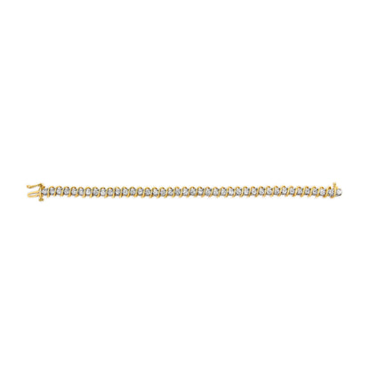 18K Yellow Gold 4.0 Cttw Round-Cut Diamond S-Link 7" Inch Tennis Bracelet (I-J Color, SI1-SI2 Clarity) Bids.com