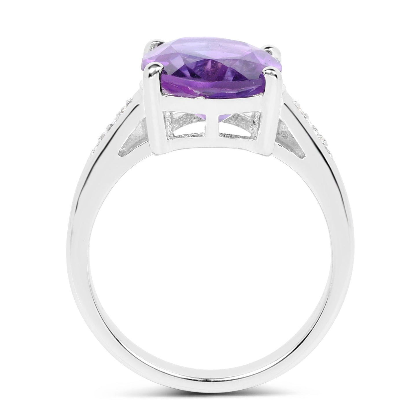 3.84 Carat Genuine  Amethyst and White Topaz .925 Sterling Silver Ring Bids.com
