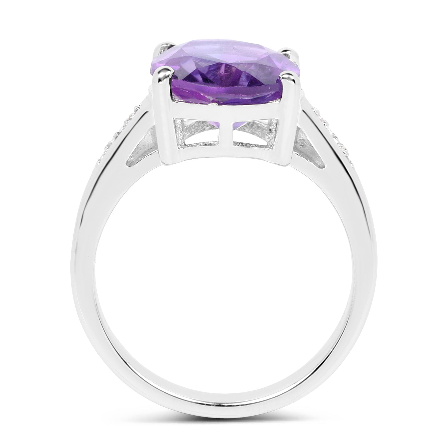 3.84 Carat Genuine  Amethyst and White Topaz .925 Sterling Silver Ring Bids.com