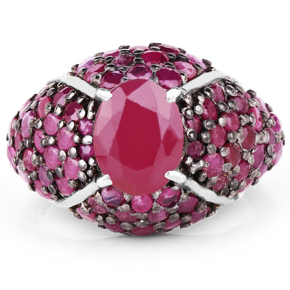 5.15 Carat Genuine Glass Filled Ruby & Ruby .925 Sterling Silver Ring Bids.com