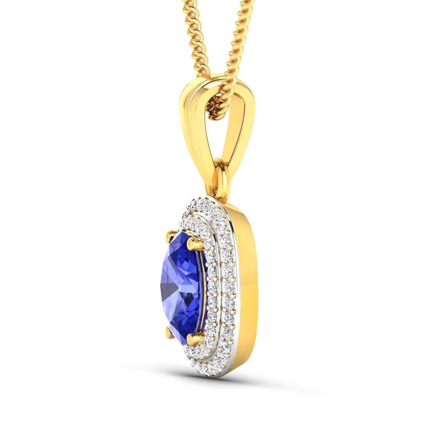 1.45 Carat Genuine Tanzanite and White Diamond 14K Yellow Gold Pendant Bids.com