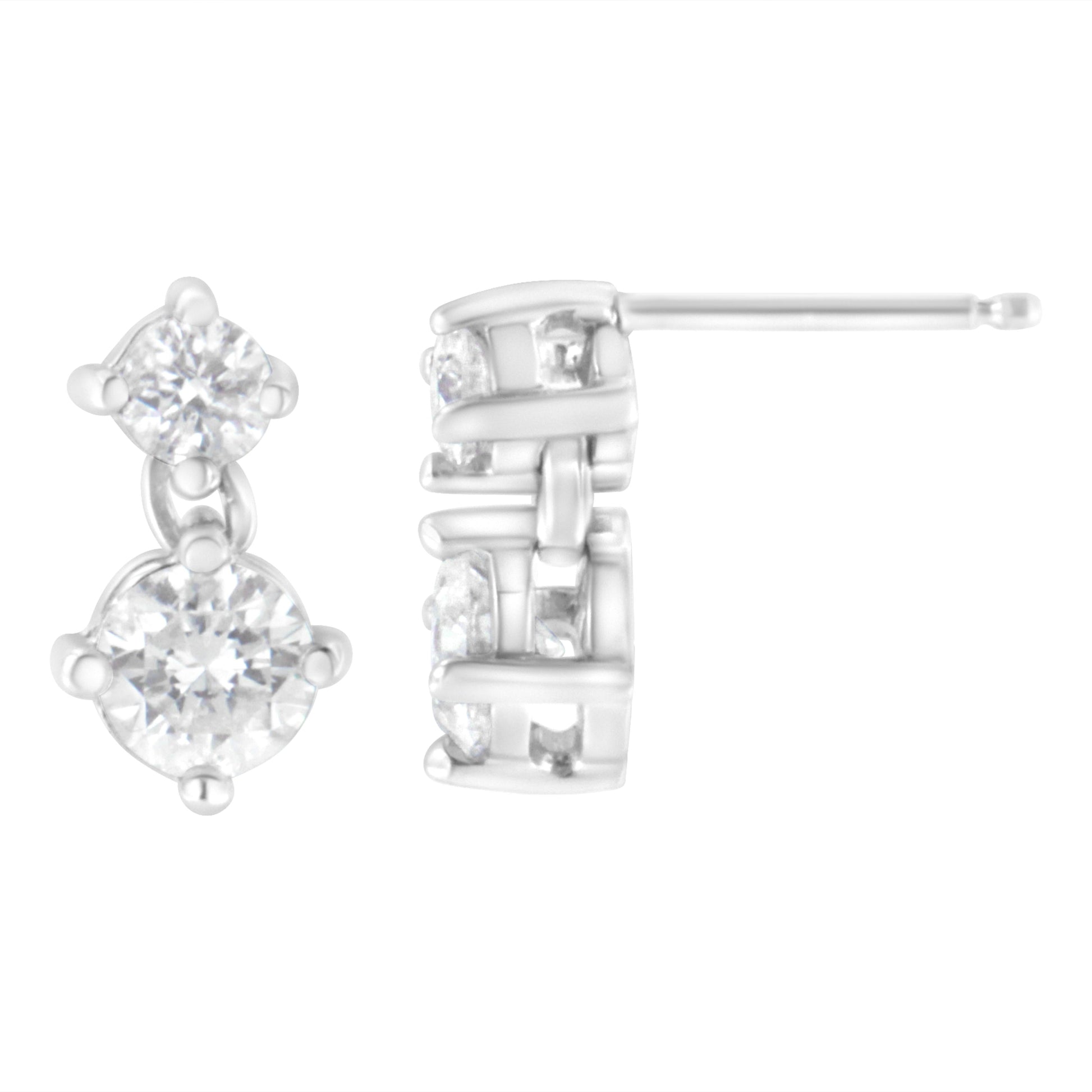 14K White Gold 1 cttw Double Diamond Stud Earrings (H-I Clarity, SI2-I1 Color) Bids.com