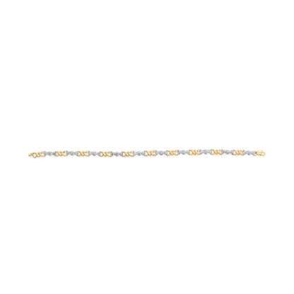 10k Yellow Gold 1/3 Cttw Diamond 3 Stone and X-Link Bracelet (I-J Color, I1-I2 Clarity) - 7.50" Inches Bids.com