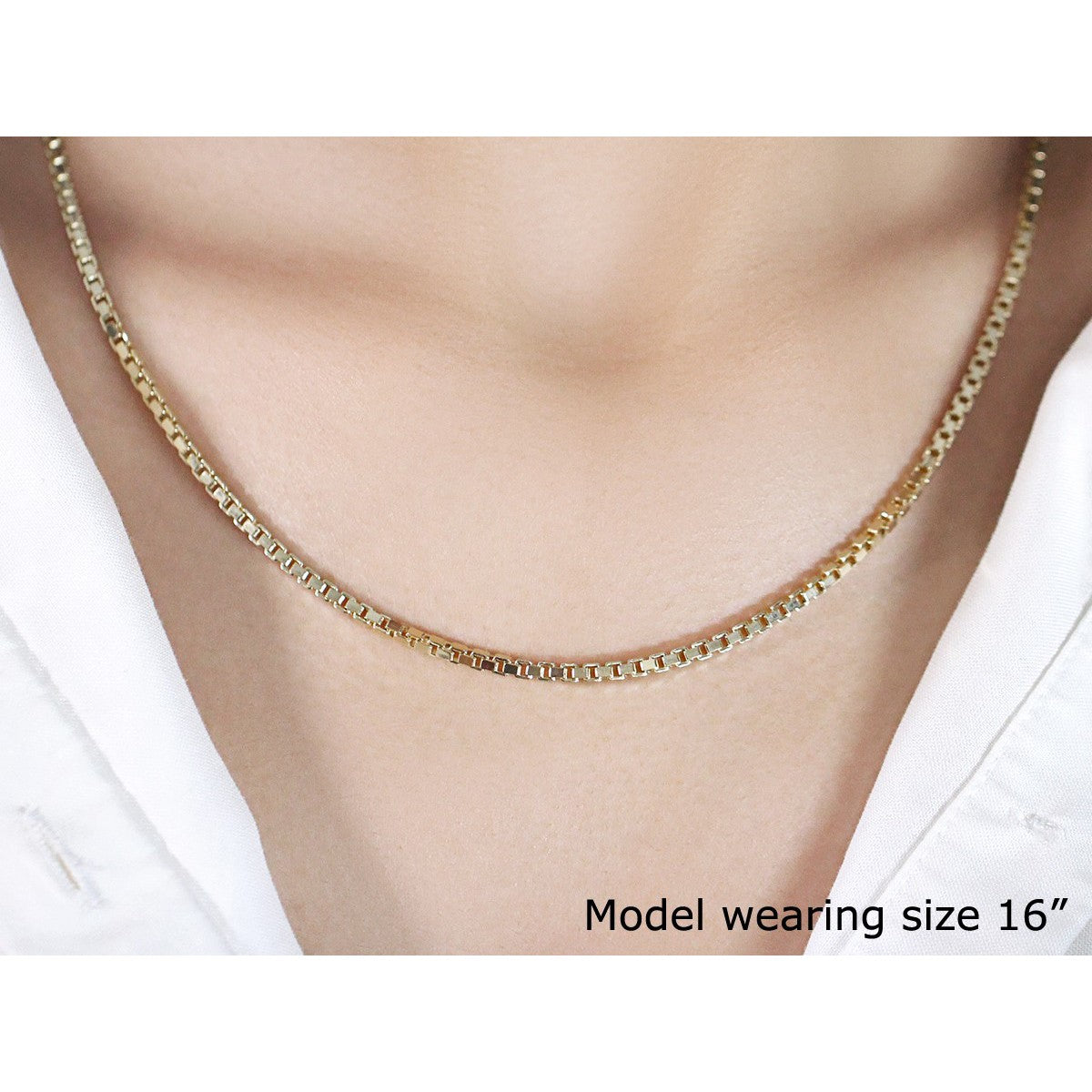 2.5mm 14k Yellow Gold Semi Solid Box Chain Bids.com