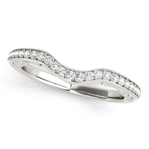 14k White Gold Prong Set Curved Diamond Wedding Ring (1/6 cttw) Bids.com