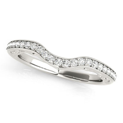14k White Gold Prong Set Curved Diamond Wedding Ring (1/6 cttw) Bids.com