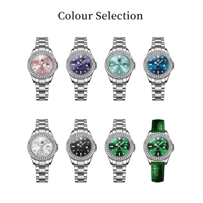 Women's Crystal Bezel 34mm Stainless Watch BandsCo Straps