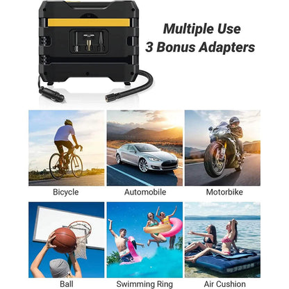 A6 Car Tire Inflator 12V DC Air Compressor Portable Multifunctional Tire Pump 3 LED Lights DailySale