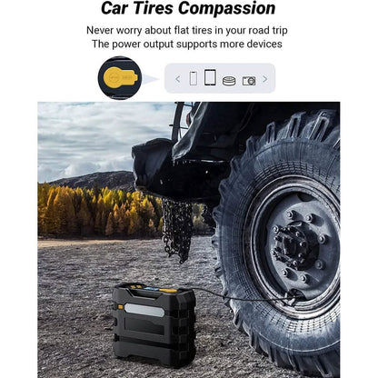 A6 Car Tire Inflator 12V DC Air Compressor Portable Multifunctional Tire Pump 3 LED Lights DailySale