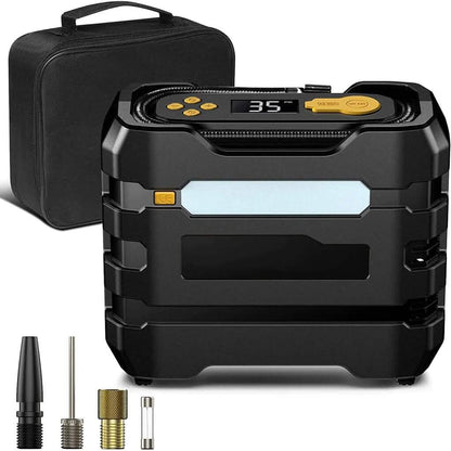 A6 Car Tire Inflator 12V DC Air Compressor Portable Multifunctional Tire Pump 3 LED Lights DailySale