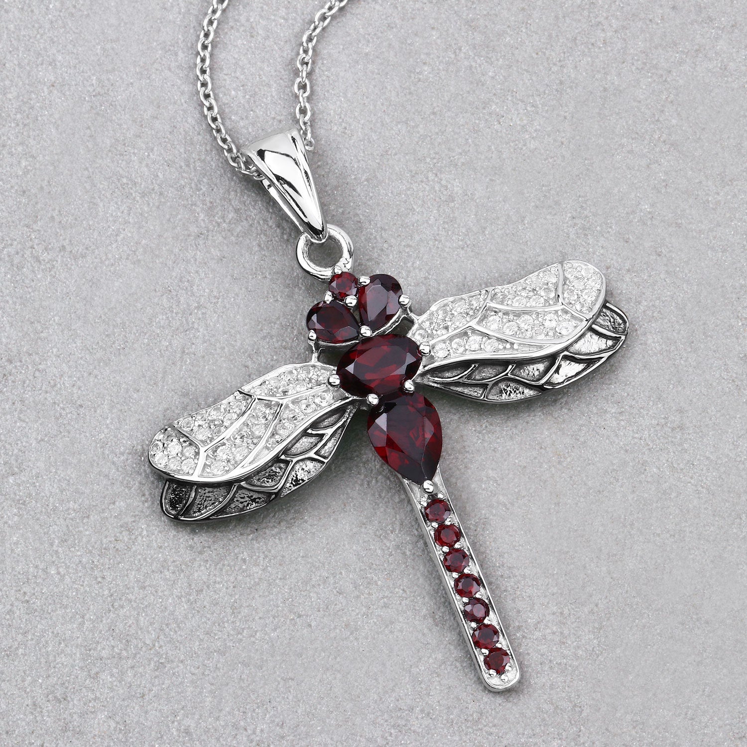 2.29 Carat Genuine Garnet and White Topaz .925 Sterling Silver Pendant Bids.com