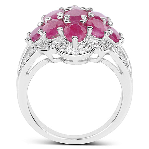 4.72 Carat Genuine Ruby and White Zircon .925 Sterling Silver Ring Bids.com