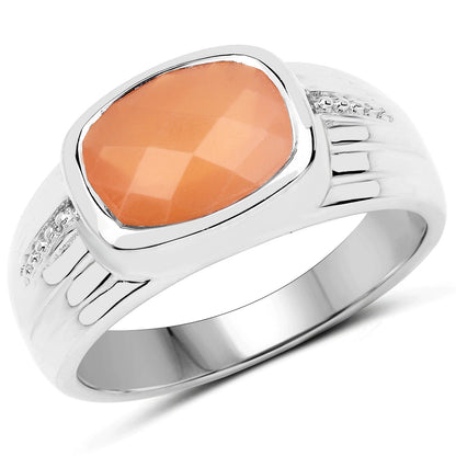 2.60 Carat Genuine Peach Moonstone .925 Sterling Silver Ring Bids.com