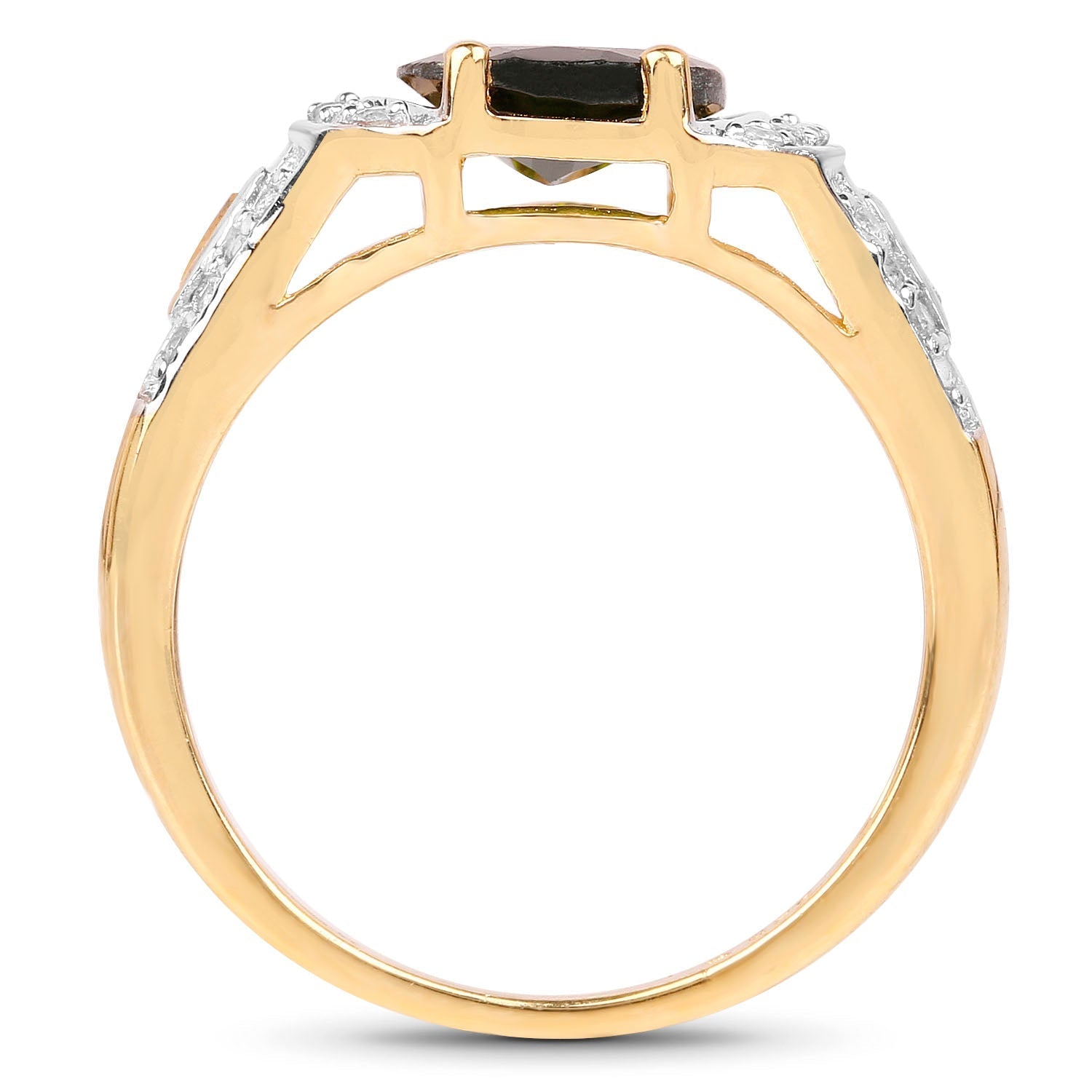 18K Yellow Gold Plated 2.79 Carat Genuine Chrome Diopside & White Topaz .925 Sterling Silver Ring Bids.com